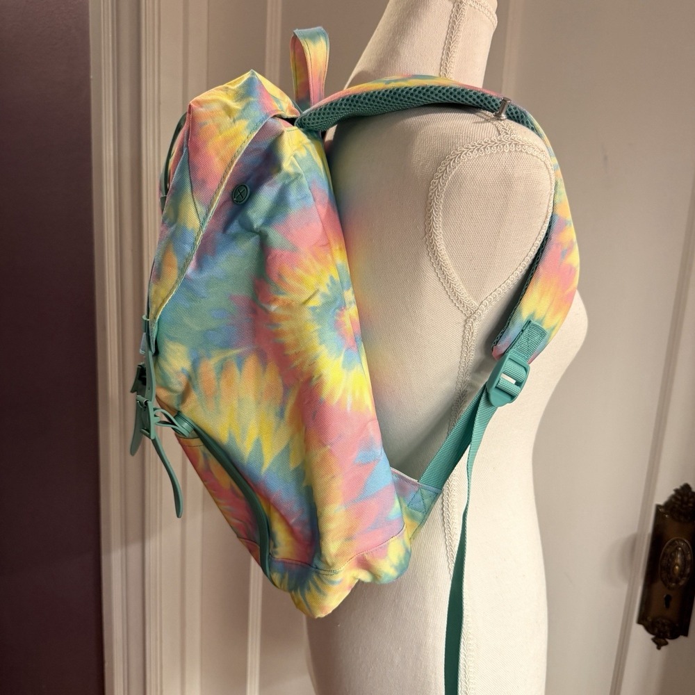 Rainbow Tye Dye Back Pack Adjustable Straps Laptop Pocket Inside - Picture 2 of 9